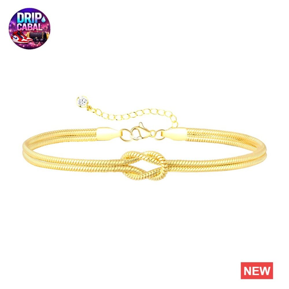 Dainty Gold Plated Bracelet Set Stackable Heart Pearl Knot Beaded Charm Jewelry